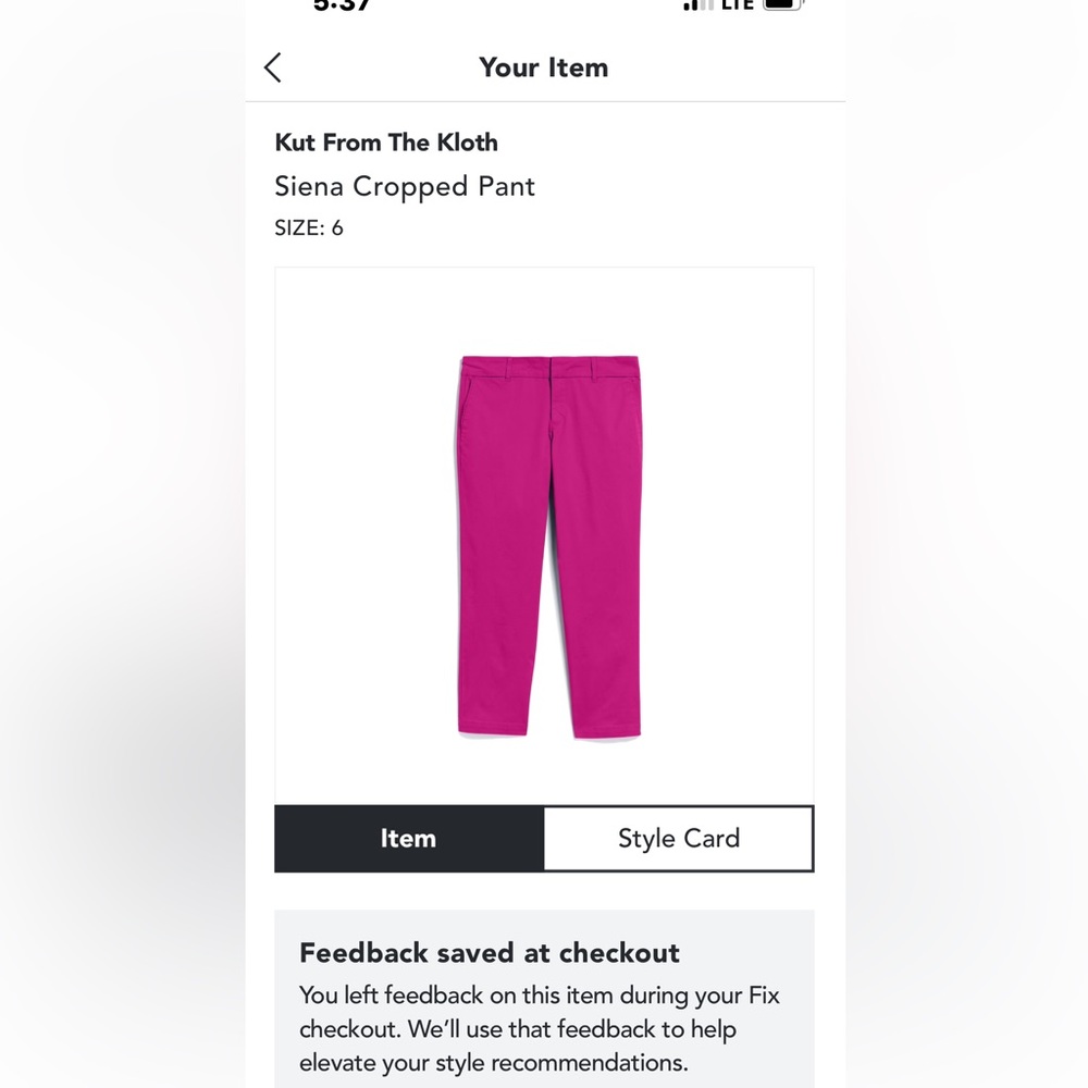 Size 6 pink/magenta cropped pants bought originally from stitch fix.